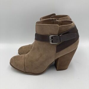Carlos Santana Harvest Wrap Buckle ‎ Tan Suede Ankle Boots Women's Size 9M